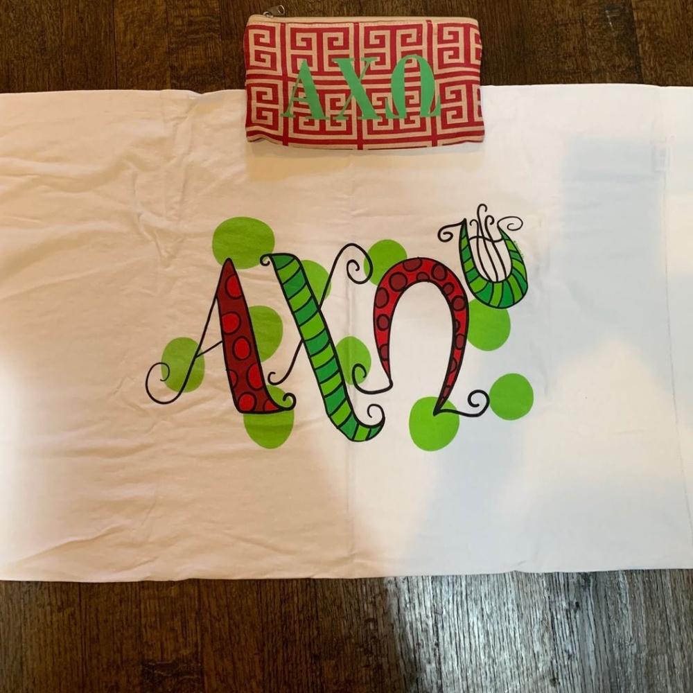 Alpha Chi Omega pillowcase and zip pouch